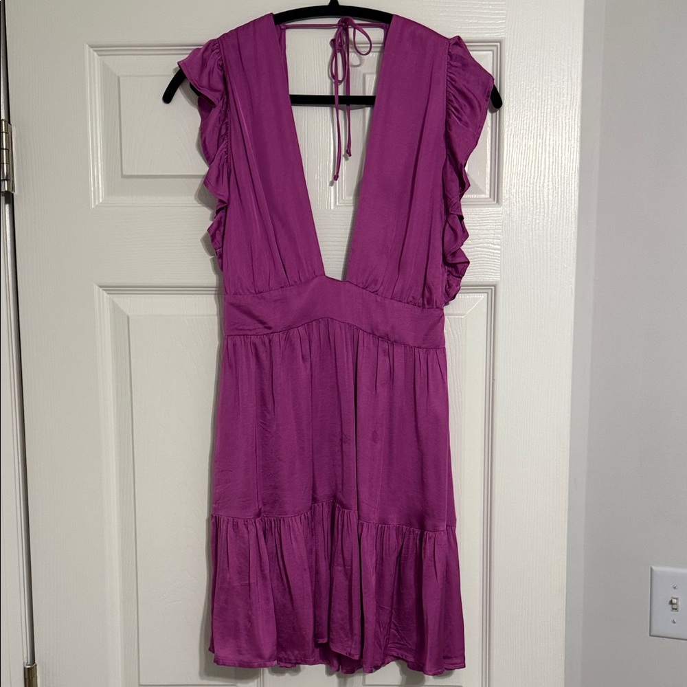 Elegant Purple Ruffle Dress